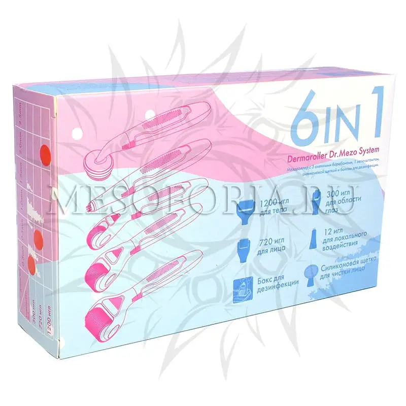 Dermaroller Dr.Mezo System 6 in 1 (720 игл, 1200 игл, 300 игл, 12 игл)