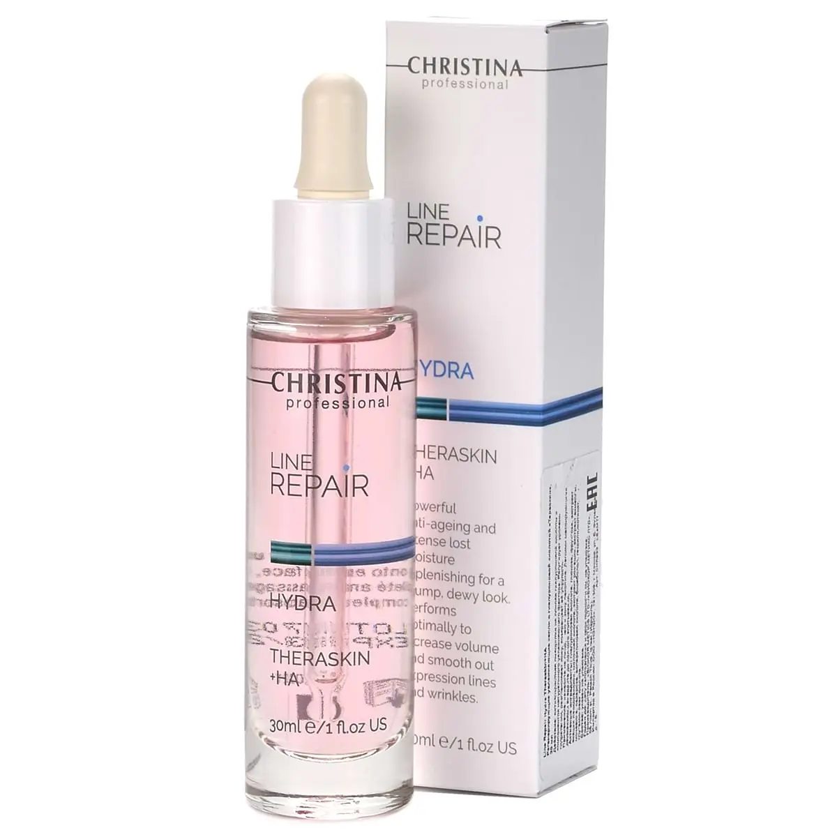 Регенерирующие увлажняющие капли с гиалуроновой кислотой «Тераскин» / Hydra Theraskin + HA, Line Repair, Christina (Кристина) - 30 мл