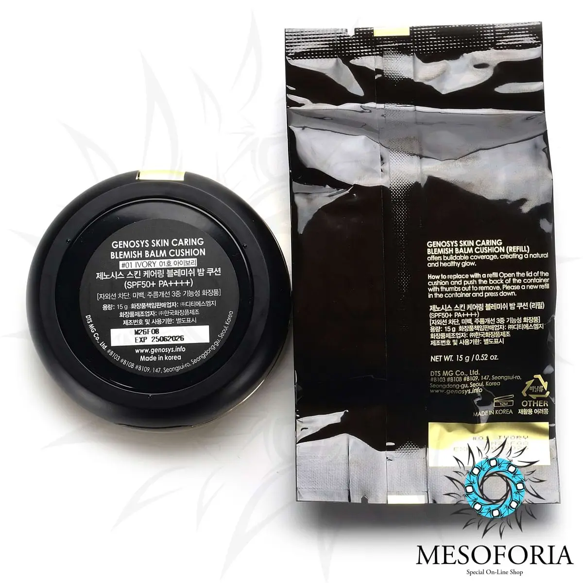 Ухаживающий BB-кушон с тонирующим эффектом Ivory / Skin Caring Blemish Balm Cushion 01 Ivory, Genosys (Генозис) - 15 + 15 гр