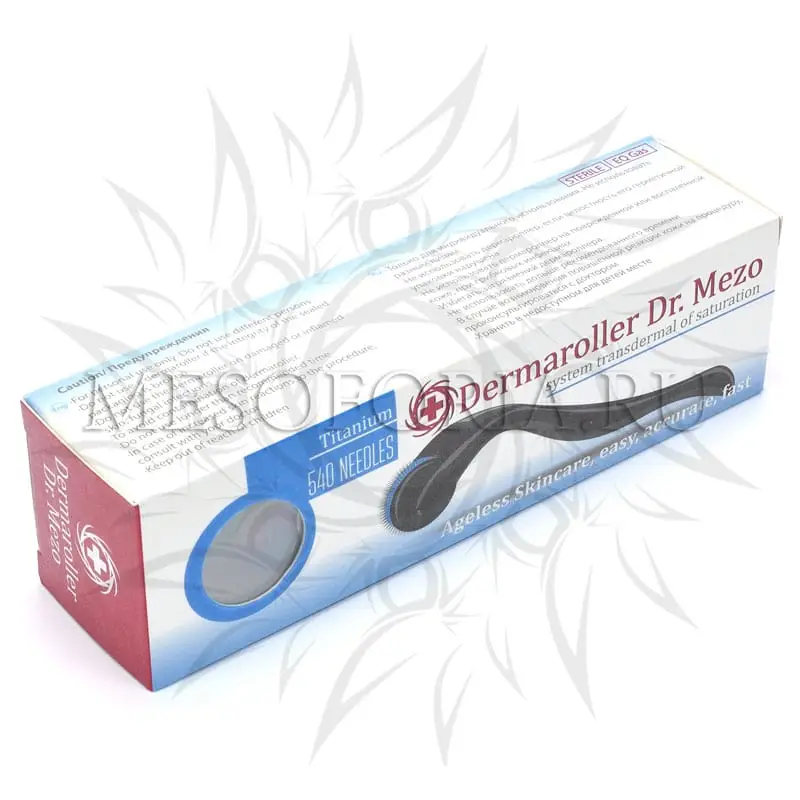 Мезороллер для лица и тела Dermaroller Dr Mezo с титановыми позолоченными микроиглами, 540 игл Мезороллер для лица и тела Dermaroller Dr Mezo с титановыми позолоченными микроиглами, 540 игл