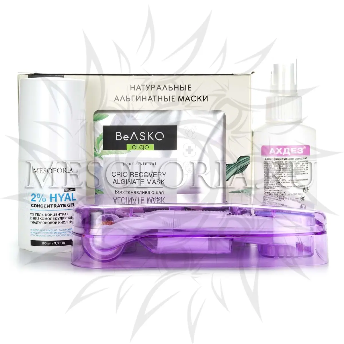 Набор для лица и тела с мезороллером 6 в 1 Dr Mezo (мощное увлажнение, лифтинг после 45 лет), 2% гель-концентрат