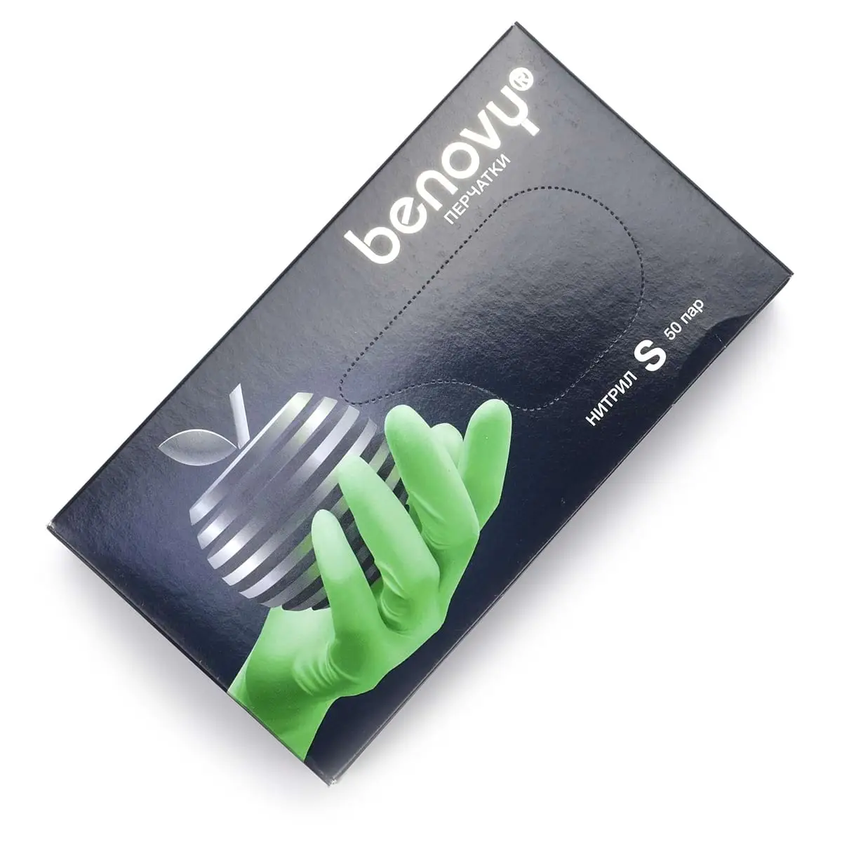 Перчатки нитриловые зеленые S Benovy (Бенови) - 50 пар
