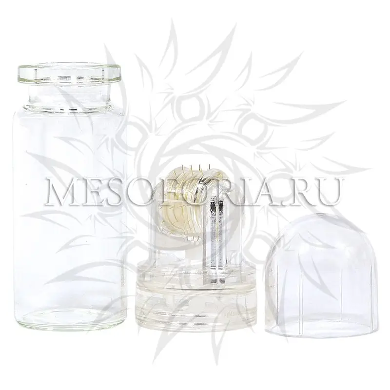 Мезороллер Hydra Roller с ёмкостью для мезококтейля с титановыми позолоченными микроиглами, 64 иглы