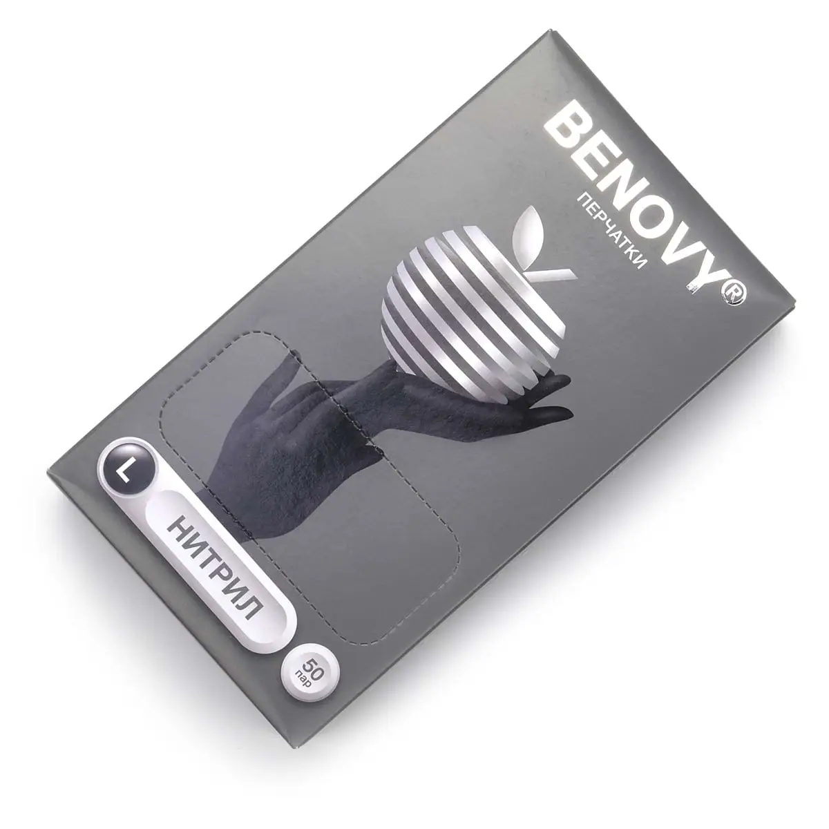 Перчатки нитриловые черные L Benovy (Бенови) - 50 пар
