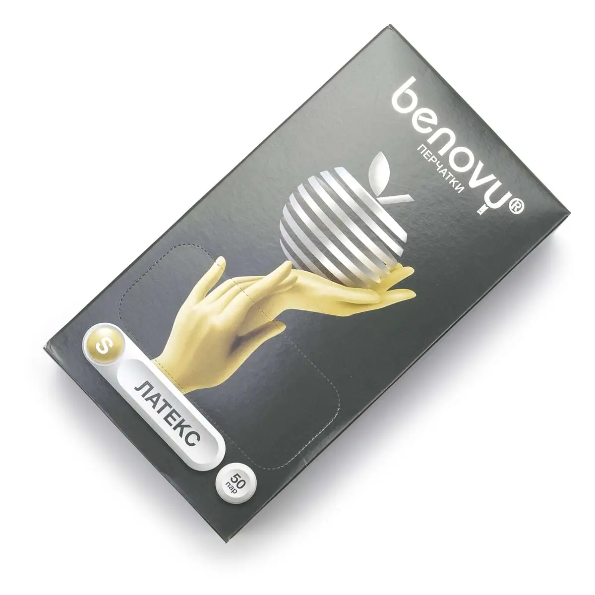 Перчатки латексные неопудренные бежевые S Benovy (Бенови) - 50 пар