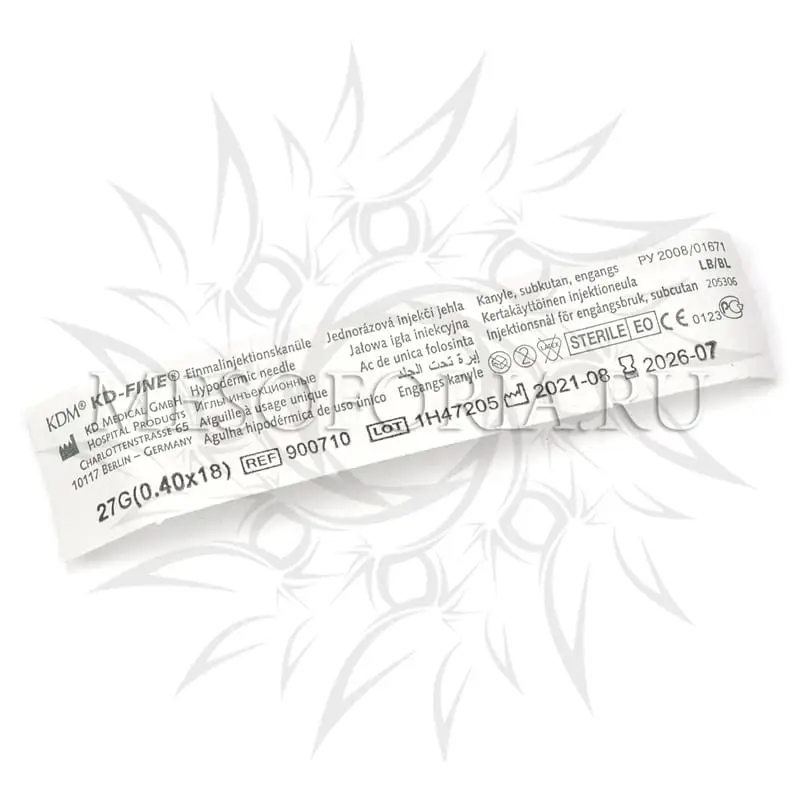 Игла для мезотерапии одноразовая инъекционная стерильная 27G (0,40 х 18 мм), KDM, KD-Fine, 1 шт