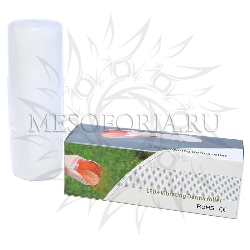 Мезороллер фотонный LED+Vibrating Dermaroller с титановыми микроиглами и красным светом, 540 игл