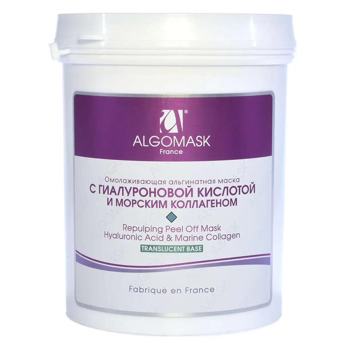 Альгинатная маска для лица омолаживающая с гиалуроновой кислотой и морским коллагеном (транслюцентная), 200 гр Algomask