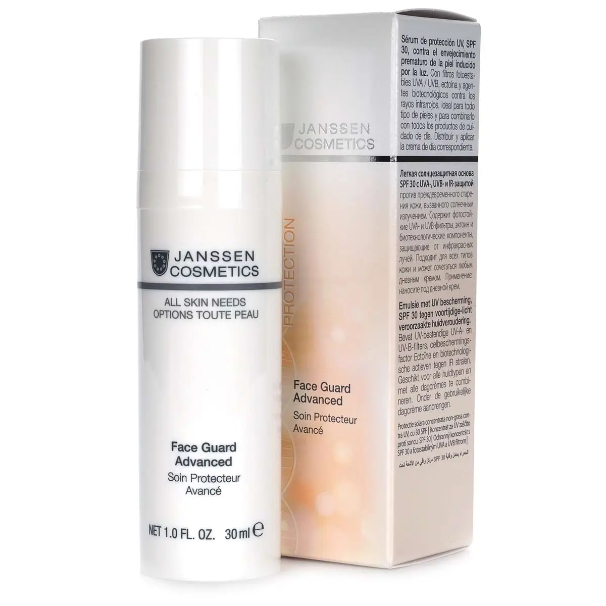 Легкая солнцезащитная основа SPF 30 с UVA-, UVB- и IR-защитой / Face Guard Advanced, All Skin Needs, Janssen Cosmetics (Янсен косметика), 30 мл Легкая солнцезащитная основа SPF 30 с UVA-, UVB- и IR-защитой / Face Guard Advanced, All Skin Needs, Janssen Cosmetics (Янсен косметика), 30 мл