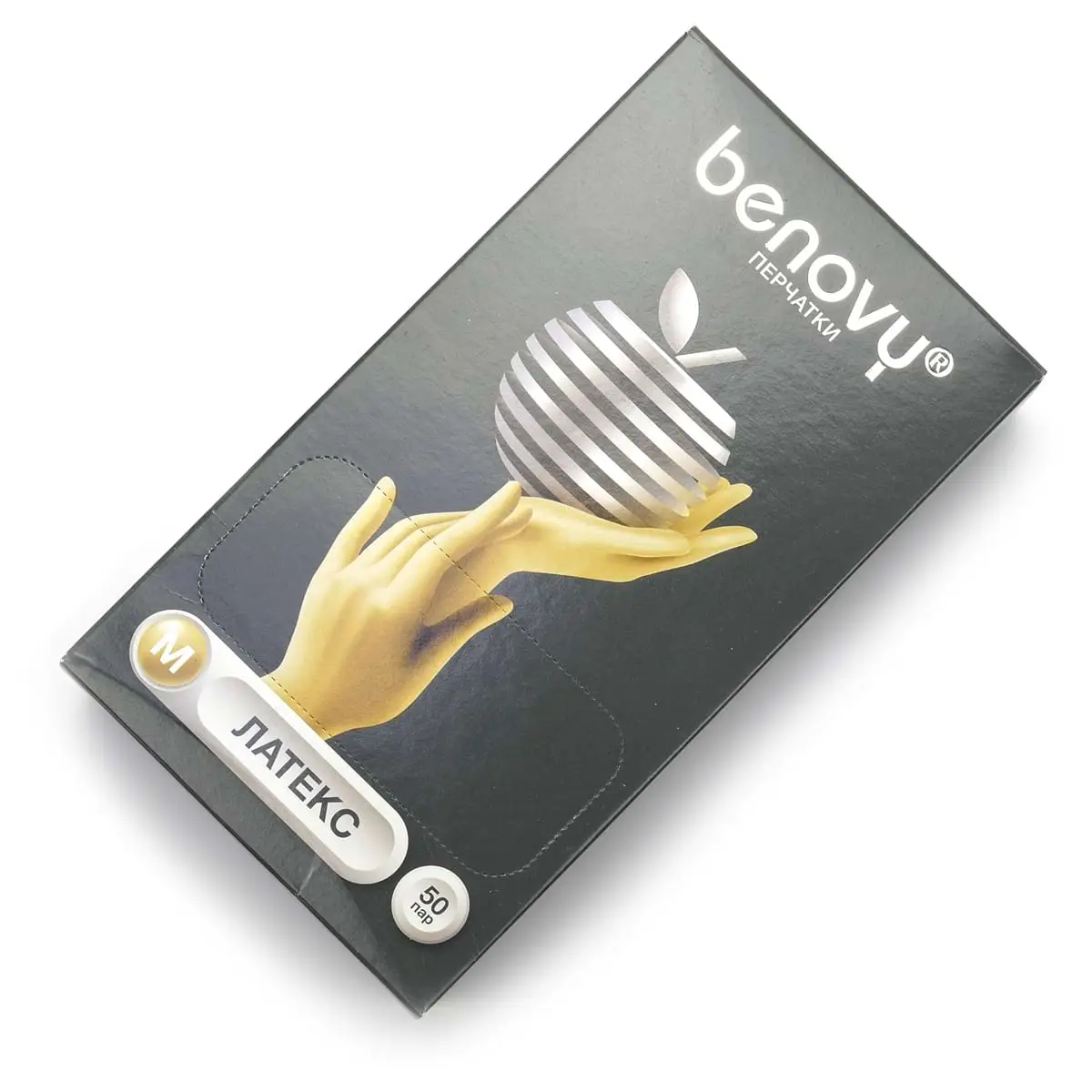 Перчатки латексные неопудренные бежевые M Benovy (Бенови) - 50 пар