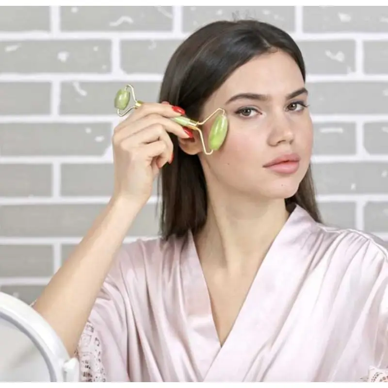 Набор нефритовый массажер-роллер для лица и кристалл для массажа Гуаша AMG331, Gezatone (Гезатон, Жезатон)