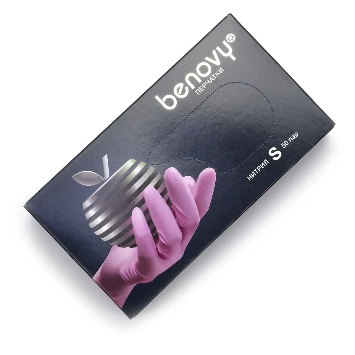 Перчатки нитриловые розовые S Benovy (Бенови) - 50 пар